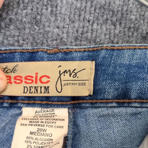 JMS Classic Stretch Denim Jeans Womens Plus Size 20W Blue 5-Pocket Stone Wash - Picture 11 of 13